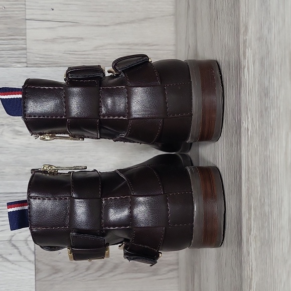 Tommy Hilfiger Womens 7.5M Julie3 Brown Ankle Booties‎ Zippered Biker Moto - Picture 8 of 12
